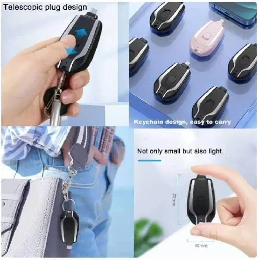 Fast Charging Keychain Power Bank Black